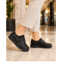 Pantofi damă negri din piele naturală cu scai și talpă confort GKR33N